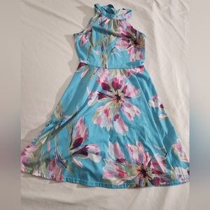 Light Blue Floral A-Line Dress